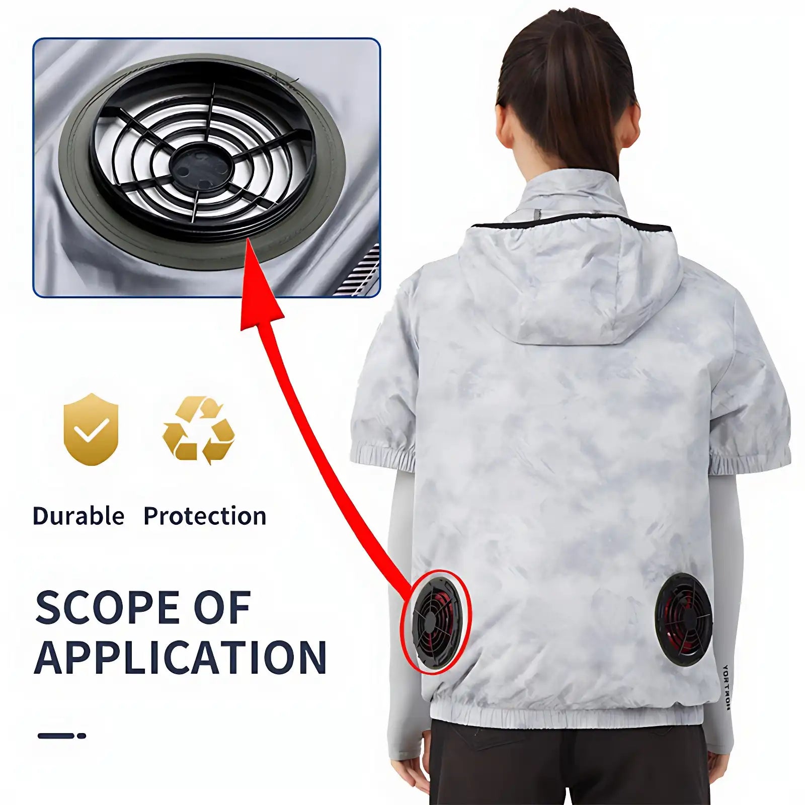 Smart Cooling Short Sleeve Shirt with Built-in Fan - Portable AC Wear for Outdoor Camping