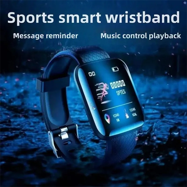 Smart Fitness Watch - Bluetooth Sports Tracker with Music Control, Message Notifications, Pedometer, Weather & Alarm