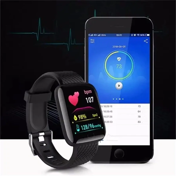 Smart Fitness Watch - Bluetooth Sports Tracker with Music Control, Message Notifications, Pedometer, Weather & Alarm