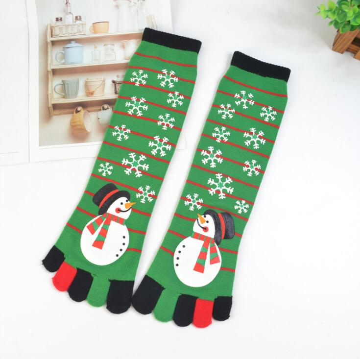 Five Toes Christmas Socks Winter Warm Stretchy Crew Socks（1/4/6 Pairs）