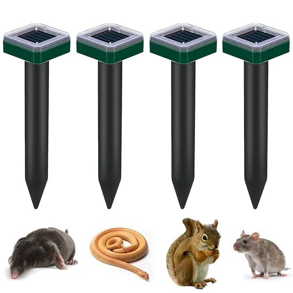 Solar-Powered Ultrasonic Animal Repeller – Outdoor Mole, Snake, Gopher, Groundhog, Bat, and Dog Repellent with Polysilicon Solar Panel