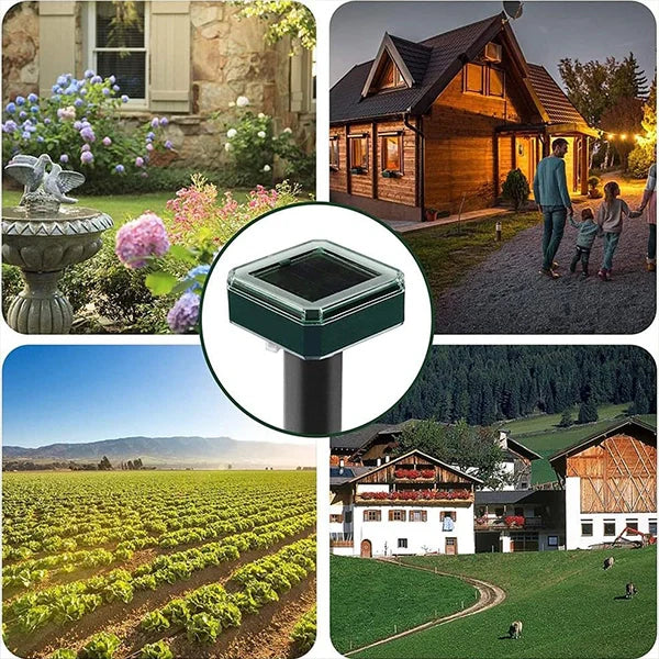 Solar-Powered Ultrasonic Animal Repeller – Outdoor Mole, Snake, Gopher, Groundhog, Bat, and Dog Repellent with Polysilicon Solar Panel