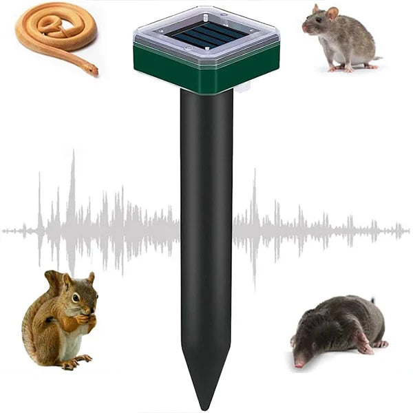 Solar-Powered Ultrasonic Animal Repeller – Outdoor Mole, Snake, Gopher, Groundhog, Bat, and Dog Repellent with Polysilicon Solar Panel