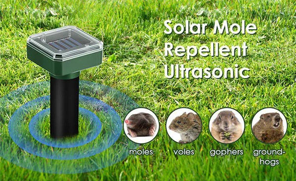 Solar-Powered Ultrasonic Animal Repeller – Outdoor Mole, Snake, Gopher, Groundhog, Bat, and Dog Repellent with Polysilicon Solar Panel