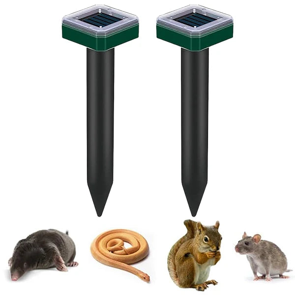 Solar-Powered Ultrasonic Animal Repeller – Outdoor Mole, Snake, Gopher, Groundhog, Bat, and Dog Repellent with Polysilicon Solar Panel