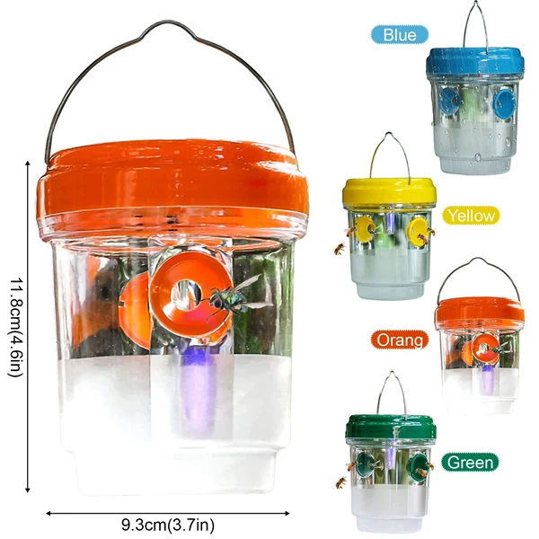 Solar-Powered Wasp & Bee Trap Light – Waterproof, Non-Toxic, Reusable Hanging Hornet Trap for Outdoor Garden Protection