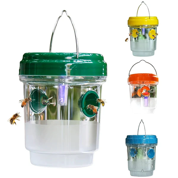 Solar-Powered Wasp & Bee Trap Light – Waterproof, Non-Toxic, Reusable Hanging Hornet Trap for Outdoor Garden Protection