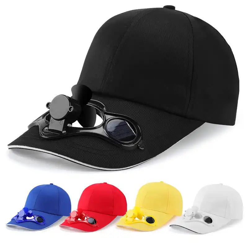 Solar Fan Baseball Cap - Cooling UV Protection & USB Rechargeable for Outdoor