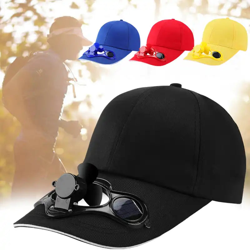 Solar Fan Baseball Cap - Cooling UV Protection & USB Rechargeable for Outdoor