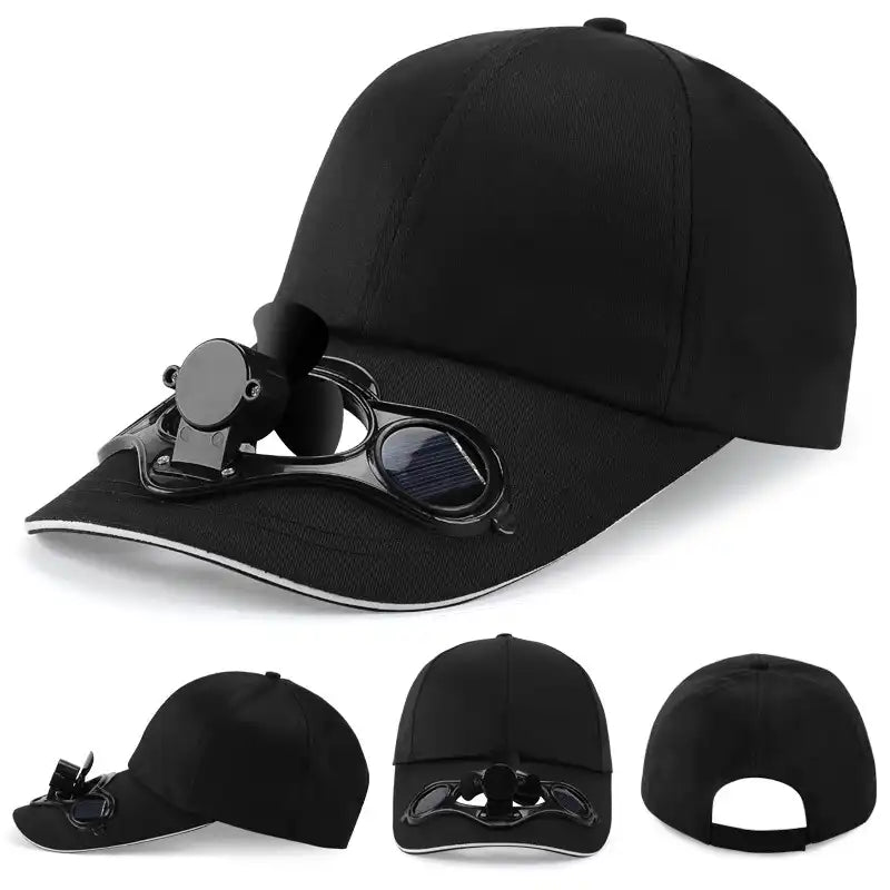 Solar Fan Baseball Cap - Cooling UV Protection & USB Rechargeable for Outdoor