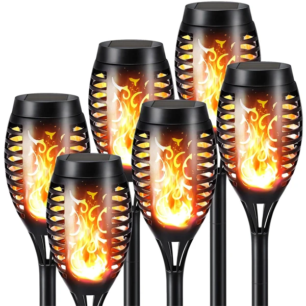 Solar LED Flame Lamp Outdoor Fire LED Lights Lawn Flame Flickering Torch Light