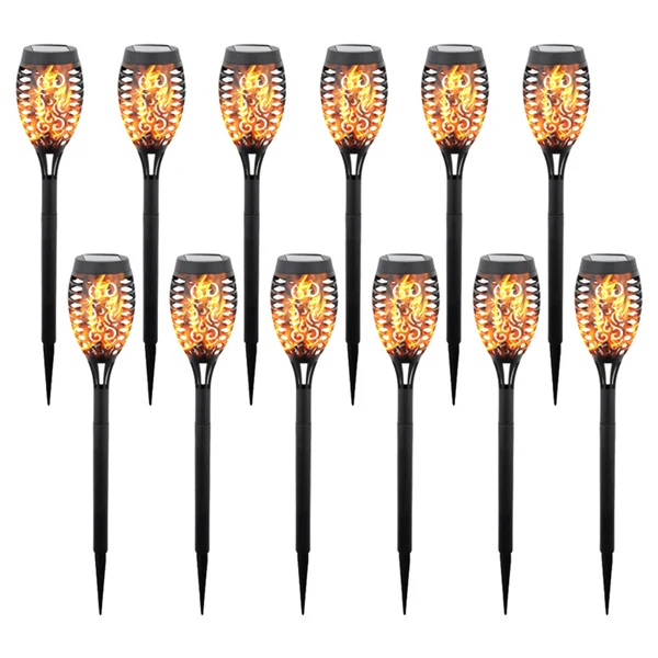 Solar LED Flame Lamp Outdoor Fire LED Lights Lawn Flame Flickering Torch Light