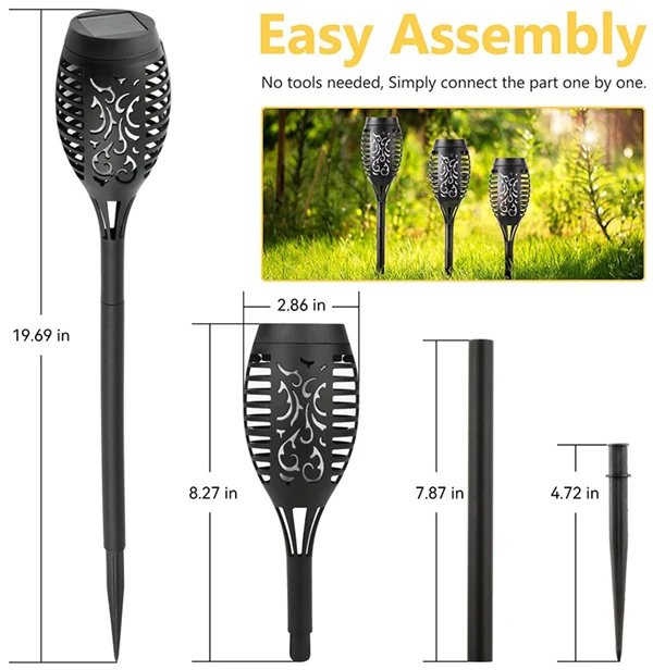 Solar LED Flame Lamp Outdoor Fire LED Lights Lawn Flame Flickering Torch Light