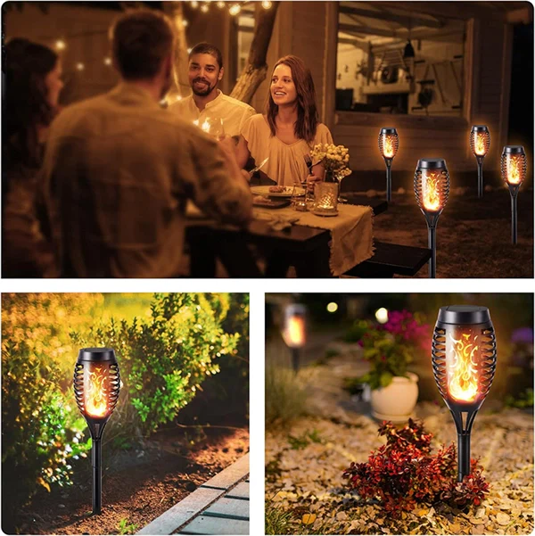 Solar LED Flame Lamp Outdoor Fire LED Lights Lawn Flame Flickering Torch Light