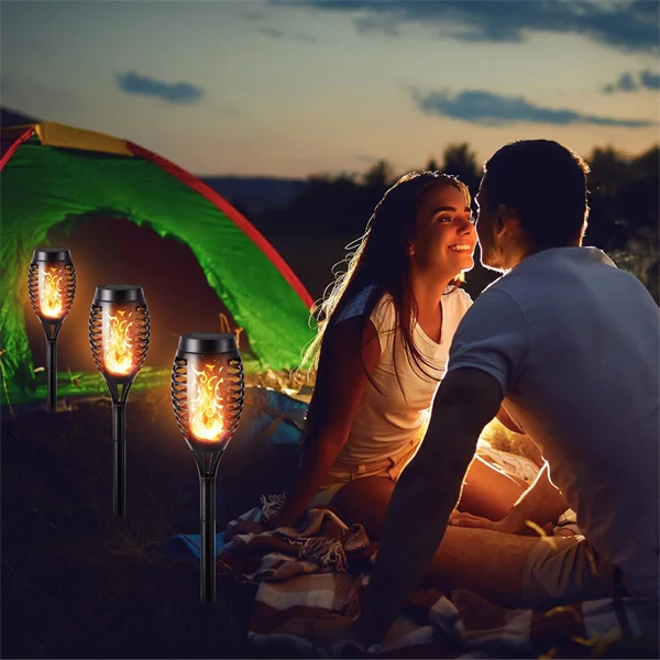 Solar LED Flame Lamp Outdoor Fire LED Lights Lawn Flame Flickering Torch Light