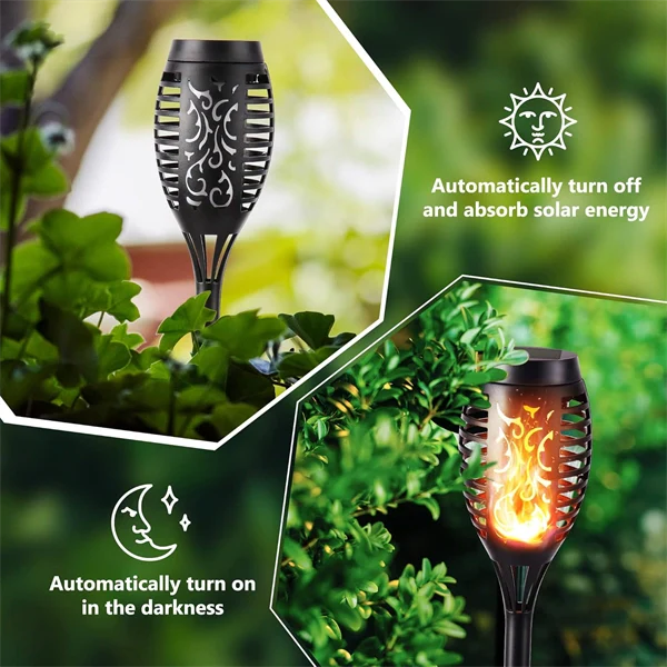 Solar LED Flame Lamp Outdoor Fire LED Lights Lawn Flame Flickering Torch Light