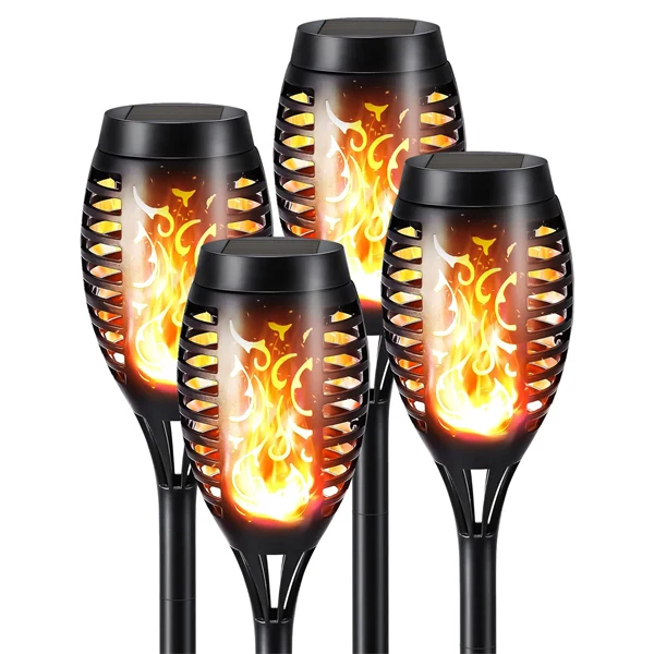 Solar LED Flame Lamp Outdoor Fire LED Lights Lawn Flame Flickering Torch Light