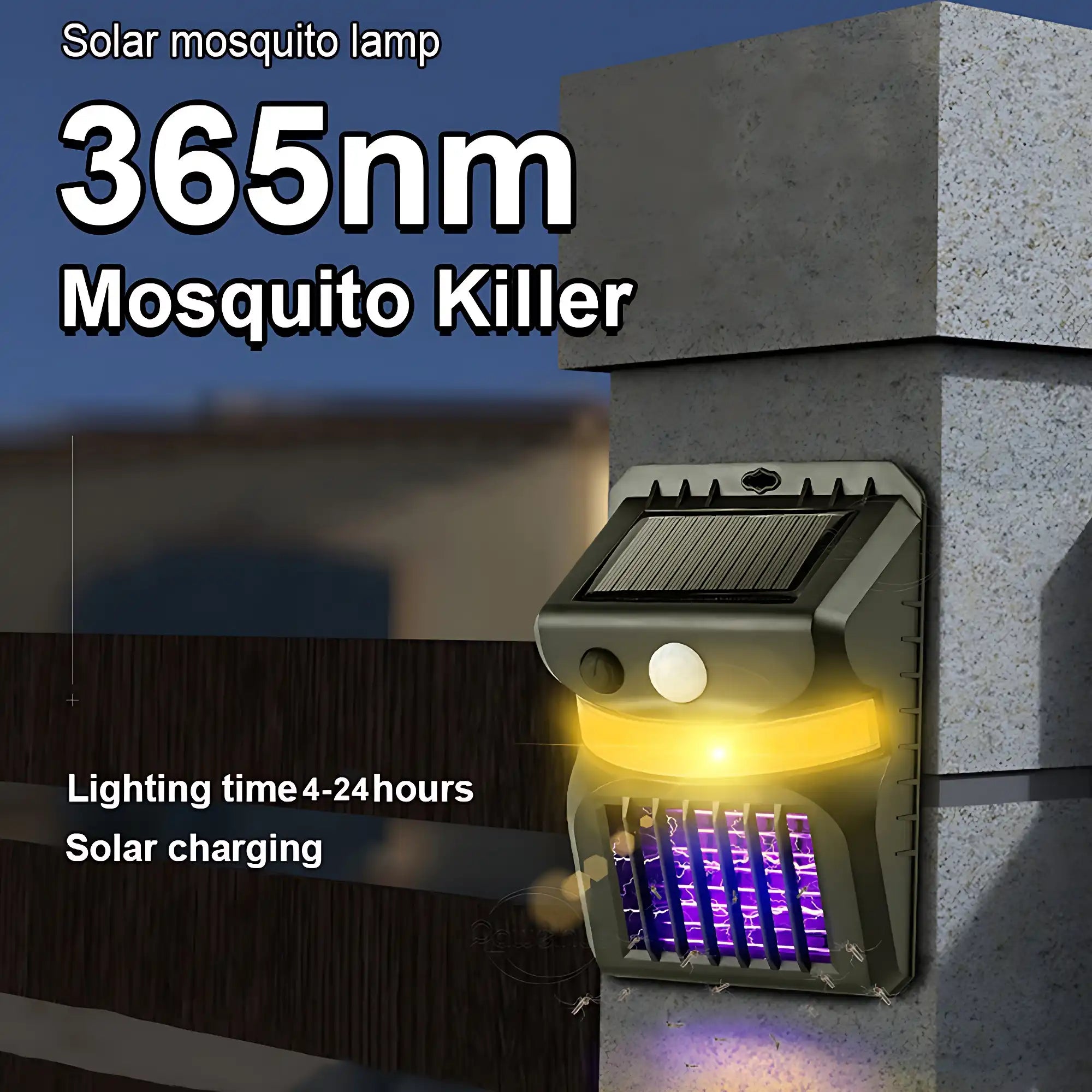 Solar Mosquito Zapper with Motion Sensor and 3-Color Garden Light