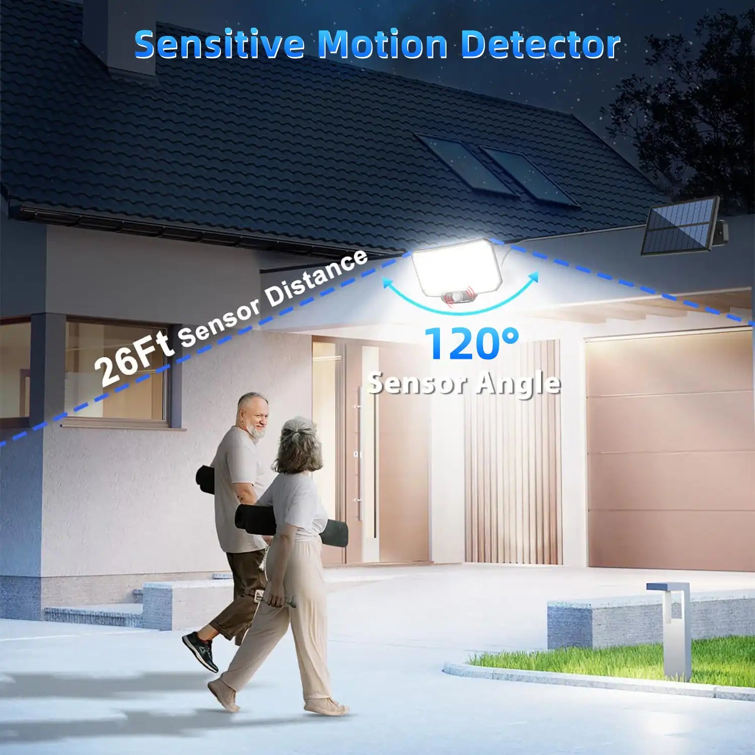 Solar Motion Sensor Wall Light - 234 LED, IP65 Waterproof