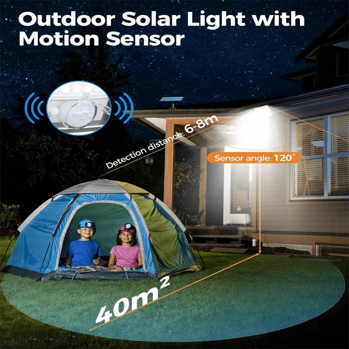 Solar Motion Sensor Wall Light - 234 LED, IP65 Waterproof