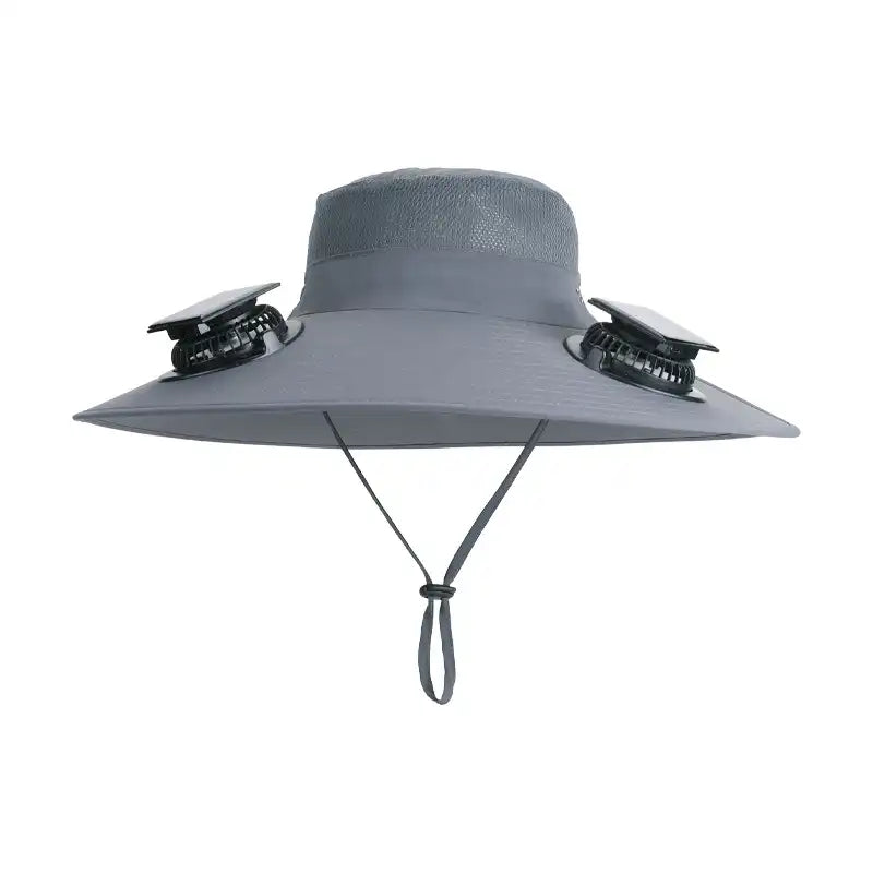 Solar Powered Dual Fan Sun Hat - Wide Brim, Quick-Dry, Waterproof for Outdoor Hiking, Fishing - Unisex Fisherman Cap