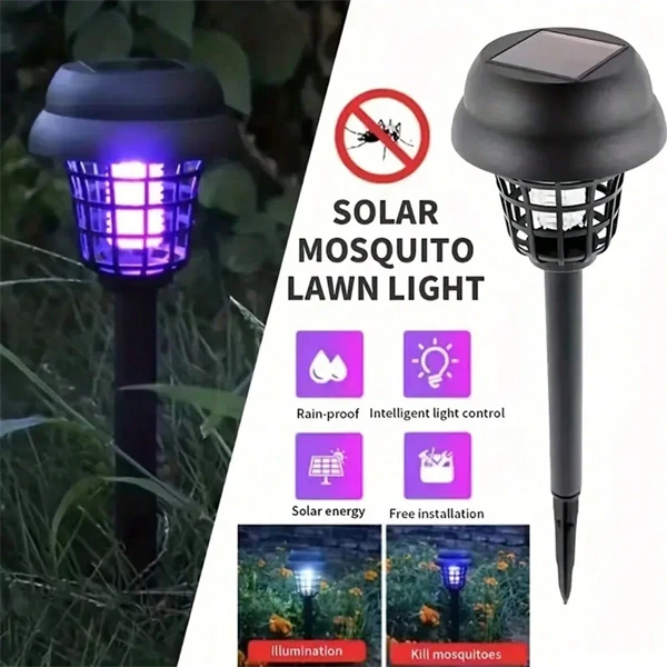 Solar Powered Waterproof Mosquito Killer Lamp – Outdoor Electric Fly Trap & Insect Zapper for Garden & Yard