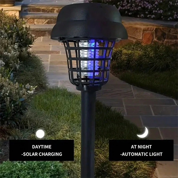 Solar Powered Waterproof Mosquito Killer Lamp – Outdoor Electric Fly Trap & Insect Zapper for Garden & Yard