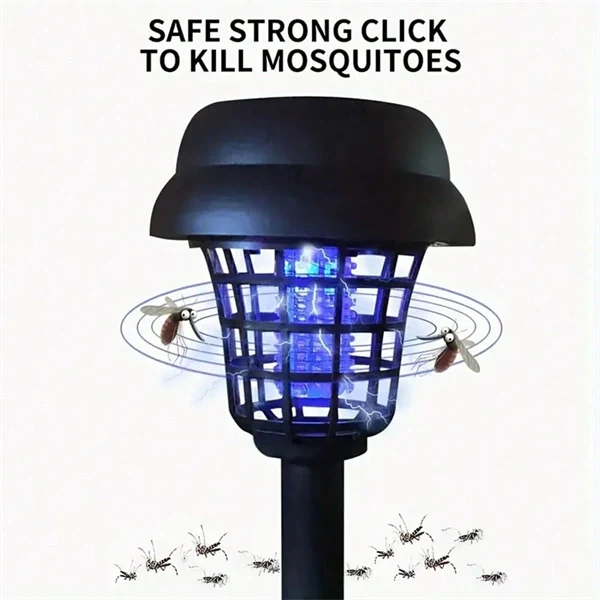 Solar Powered Waterproof Mosquito Killer Lamp – Outdoor Electric Fly Trap & Insect Zapper for Garden & Yard