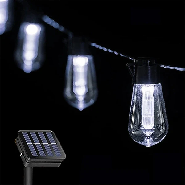 Solar String Lights Outdoor Waterproof – Retro Edison Bulb Fairy Lights, 10/20/30 LEDs (3M/5M/7M) for Garden, Patio, Café, Wedding, Party & Holiday Decor – IP65 Solar Powered