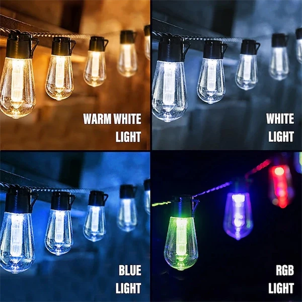 Solar String Lights Outdoor Waterproof – Retro Edison Bulb Fairy Lights, 10/20/30 LEDs (3M/5M/7M) for Garden, Patio, Café, Wedding, Party & Holiday Decor – IP65 Solar Powered