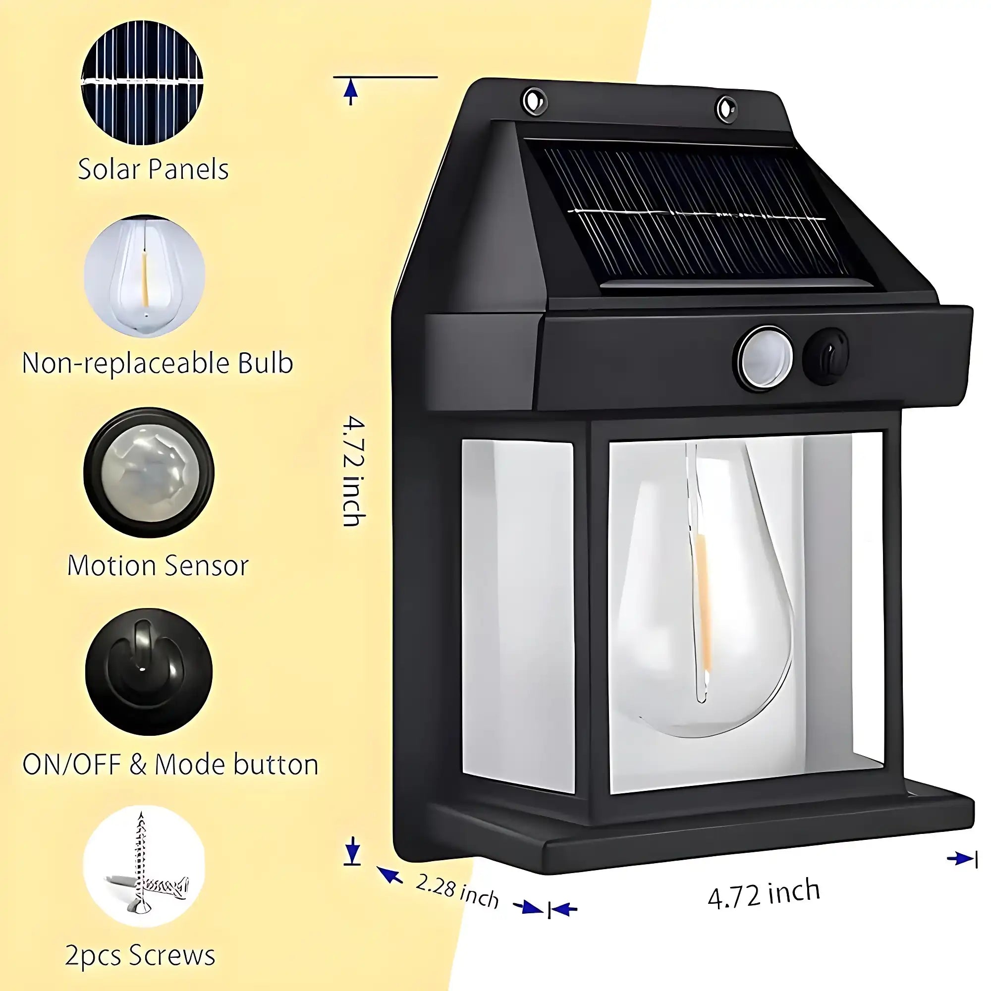 Solar Tungsten Bulb Light 360 Motion Sensor Bright LED Wall Light