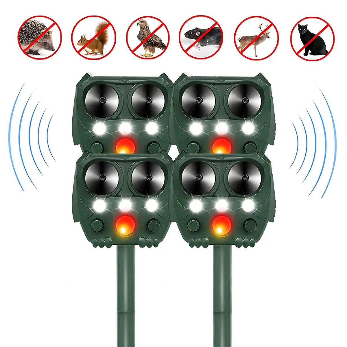 Solar Ultrasonic Animal & Pet Repeller Motion Sensor Repels Birds, Snakes, Raccoons, Skunks, Deer, Cats, Dogs, Rats