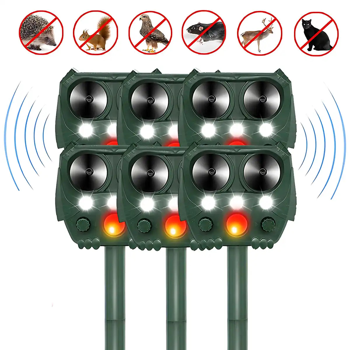 Solar Ultrasonic Animal & Pet Repeller Motion Sensor Repels Birds, Snakes, Raccoons, Skunks, Deer, Cats, Dogs, Rats