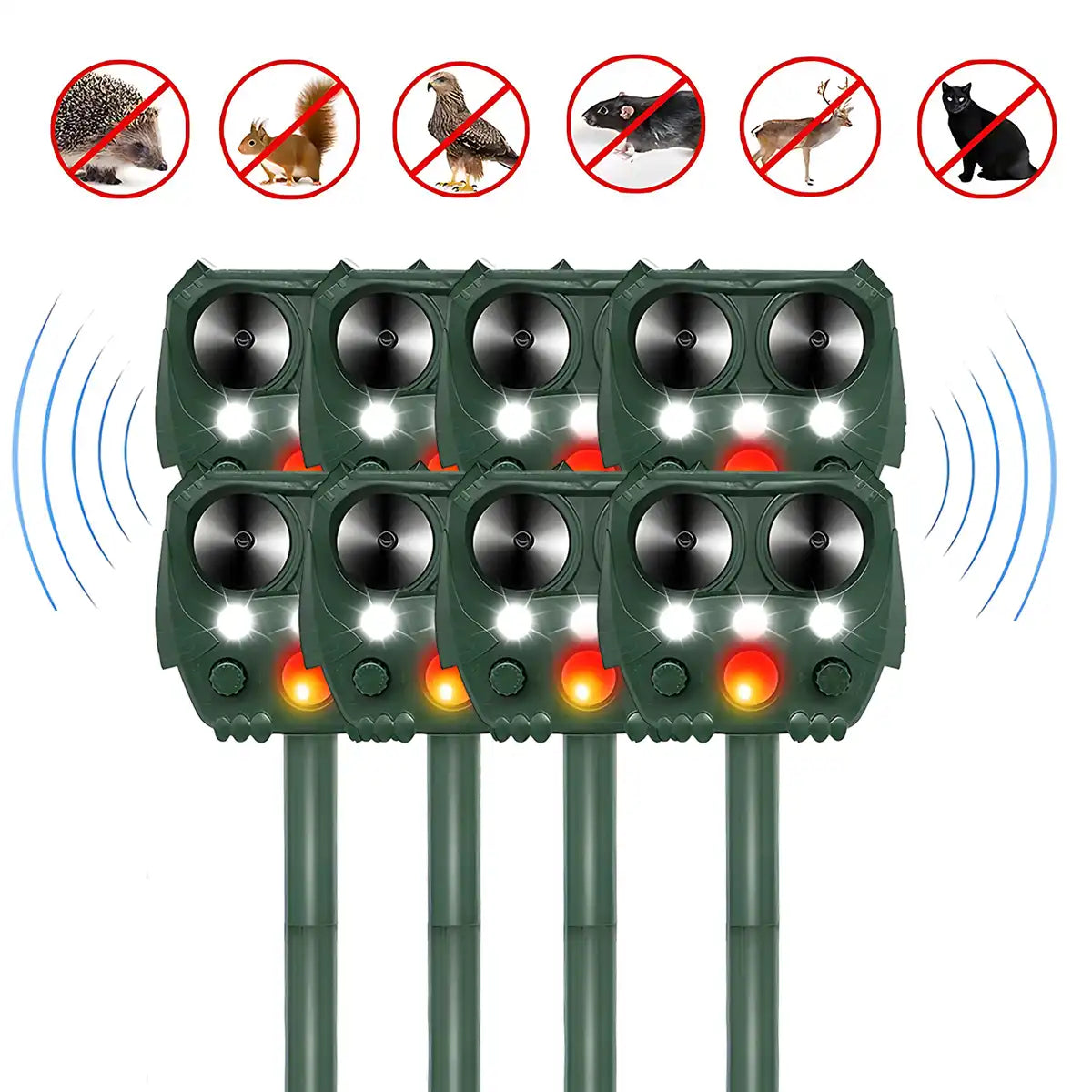 Solar Ultrasonic Animal & Pet Repeller Motion Sensor Repels Birds, Snakes, Raccoons, Skunks, Deer, Cats, Dogs, Rats
