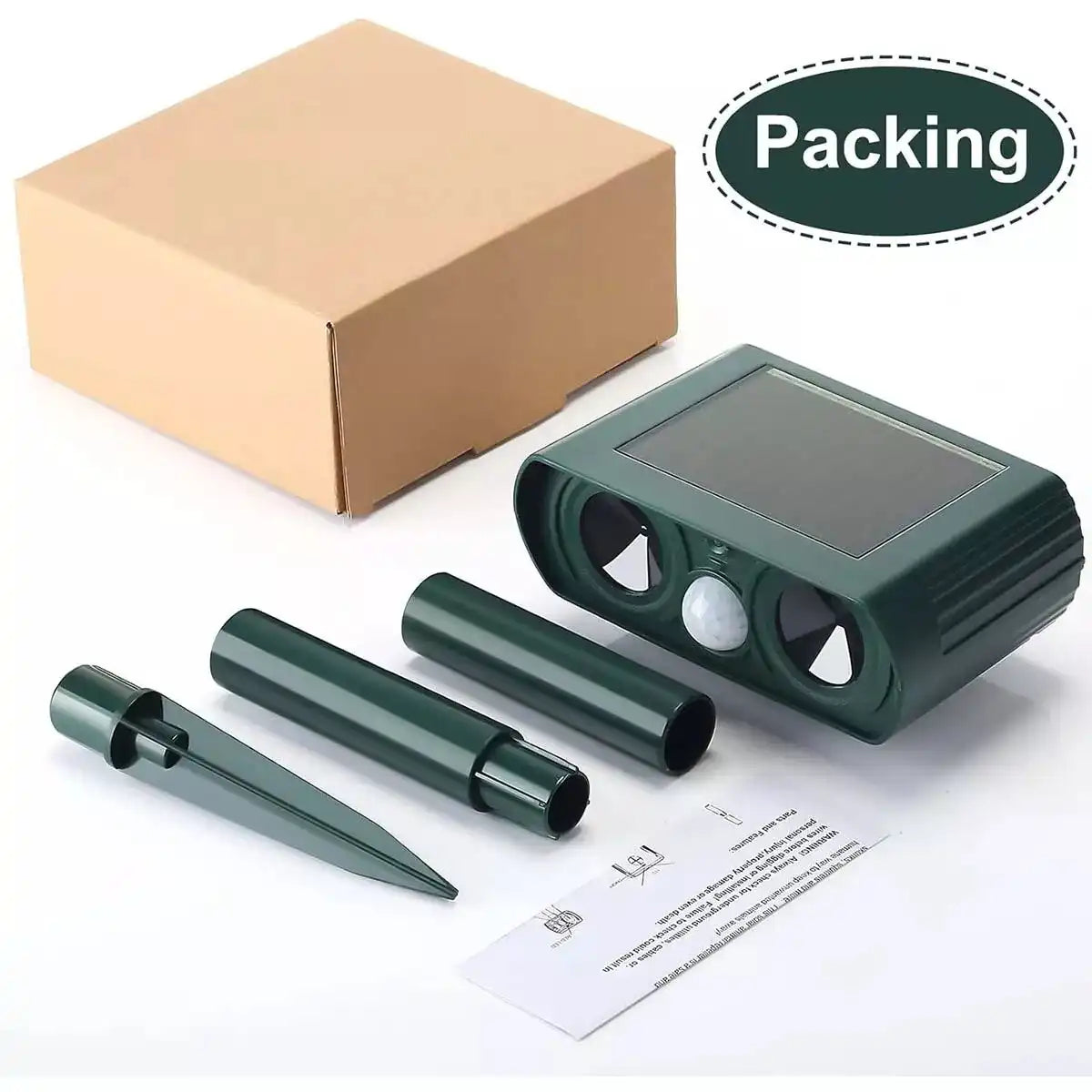 Solar Ultrasonic Coyote/Raccoon/Skunk/Snake & Rodent Repeller - Weatherproof