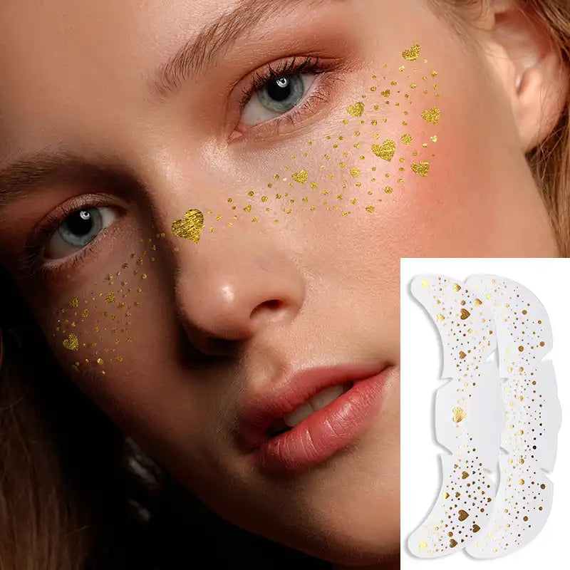 Sparkle Gold & Silver Freckle Tattoos - Waterproof Face Stickers 8PCS