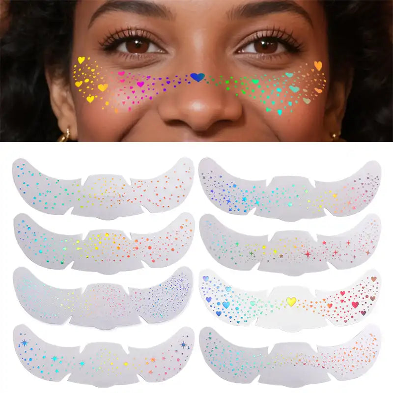 Sparkle Gold & Silver Freckle Tattoos - Waterproof Face Stickers 8PCS