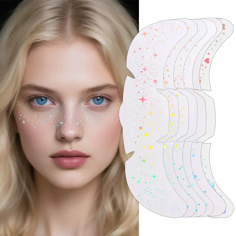 Sparkle Gold & Silver Freckle Tattoos - Waterproof Face Stickers 8PCS