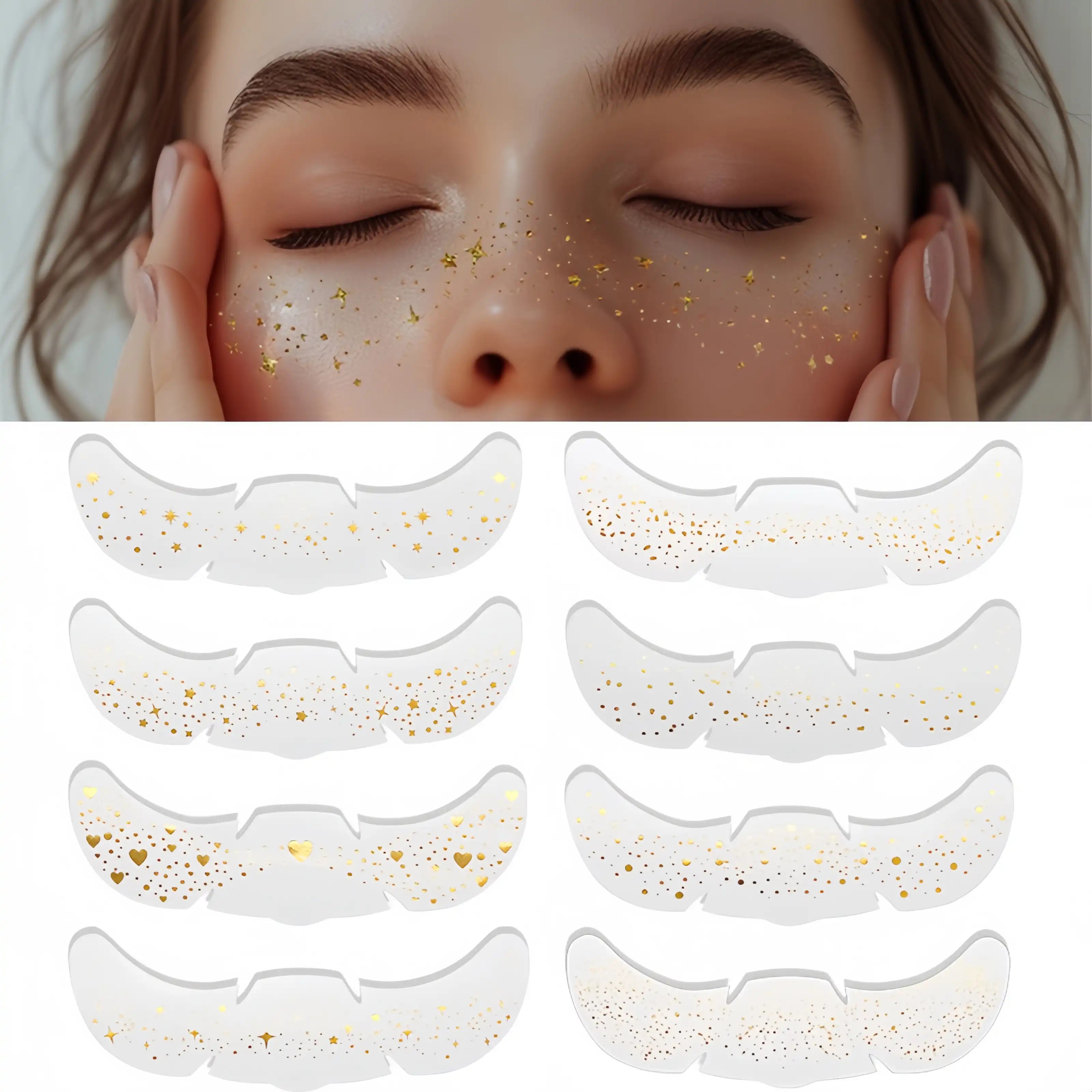 Sparkle Gold & Silver Freckle Tattoos - Waterproof Face Stickers 8PCS