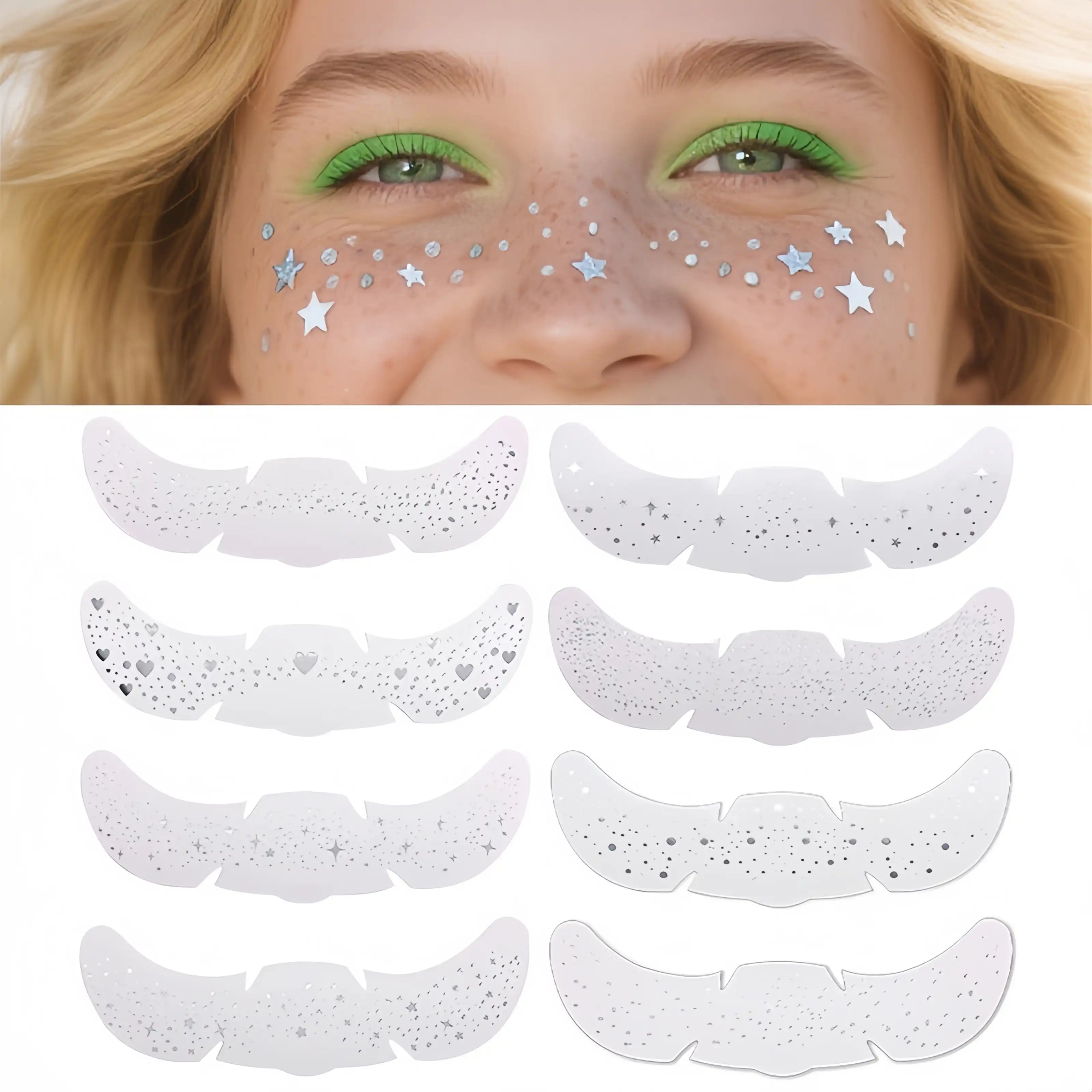 Sparkle Gold & Silver Freckle Tattoos - Waterproof Face Stickers 8PCS