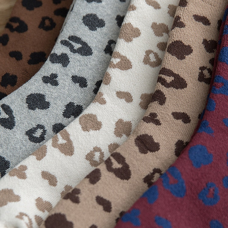 Spotted Leopard Print Women Socks Cotton Terry Tube Thickened Warm Socks