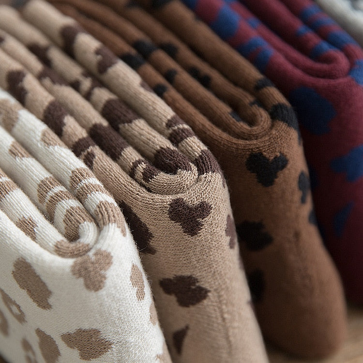 Spotted Leopard Print Women Socks Cotton Terry Tube Thickened Warm Socks