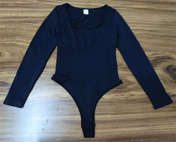 Square Neck Button-Front Shapewear Bodysuit