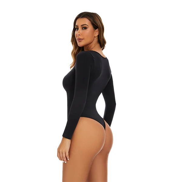 Square Neck Button-Front Shapewear Bodysuit