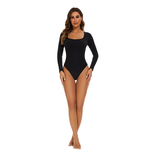 Square Neck Button-Front Shapewear Bodysuit