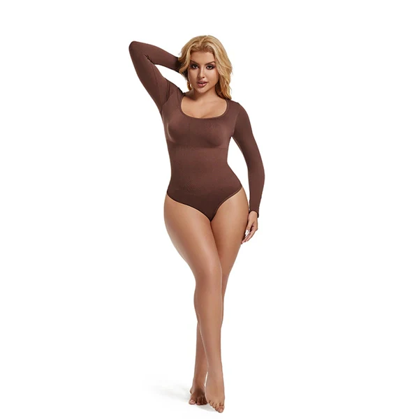 Square Neck Button-Front Shapewear Bodysuit