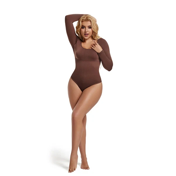 Square Neck Button-Front Shapewear Bodysuit