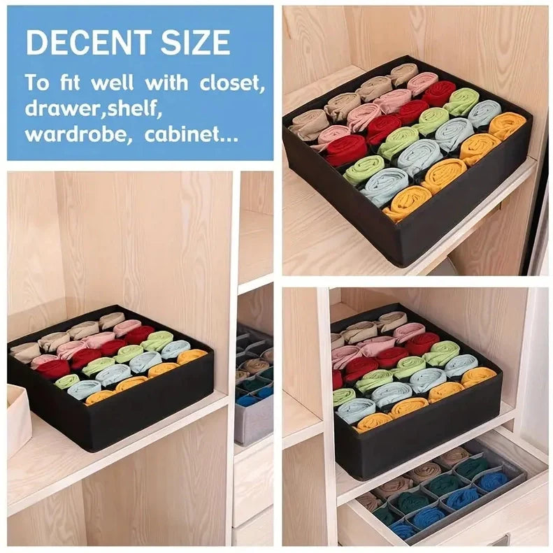 2 Pack Closet Socks Organizer 24-Cell Collapsible Organizer