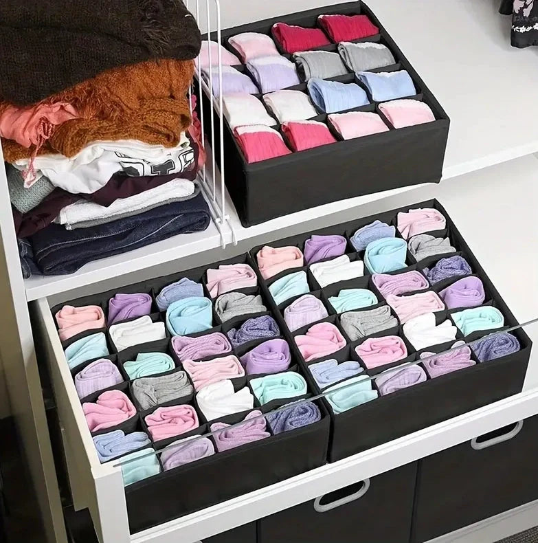 2 Pack Closet Socks Organizer 24-Cell Collapsible Organizer
