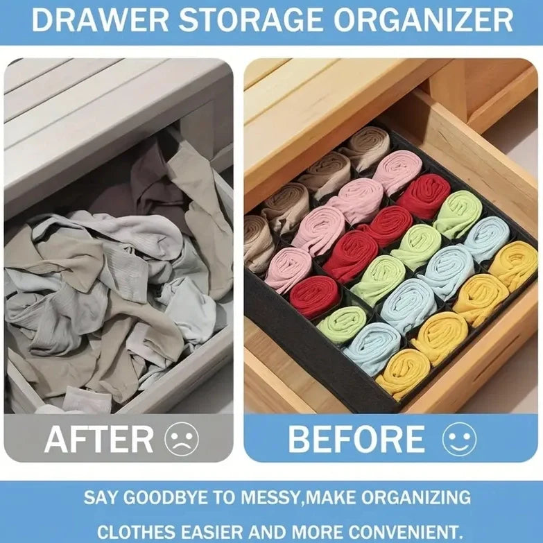 2 Pack Closet Socks Organizer 24-Cell Collapsible Organizer